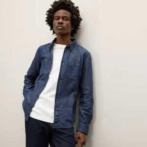 Everlane Large The Denim Shirt Organic Cotton Dark Blue Wash